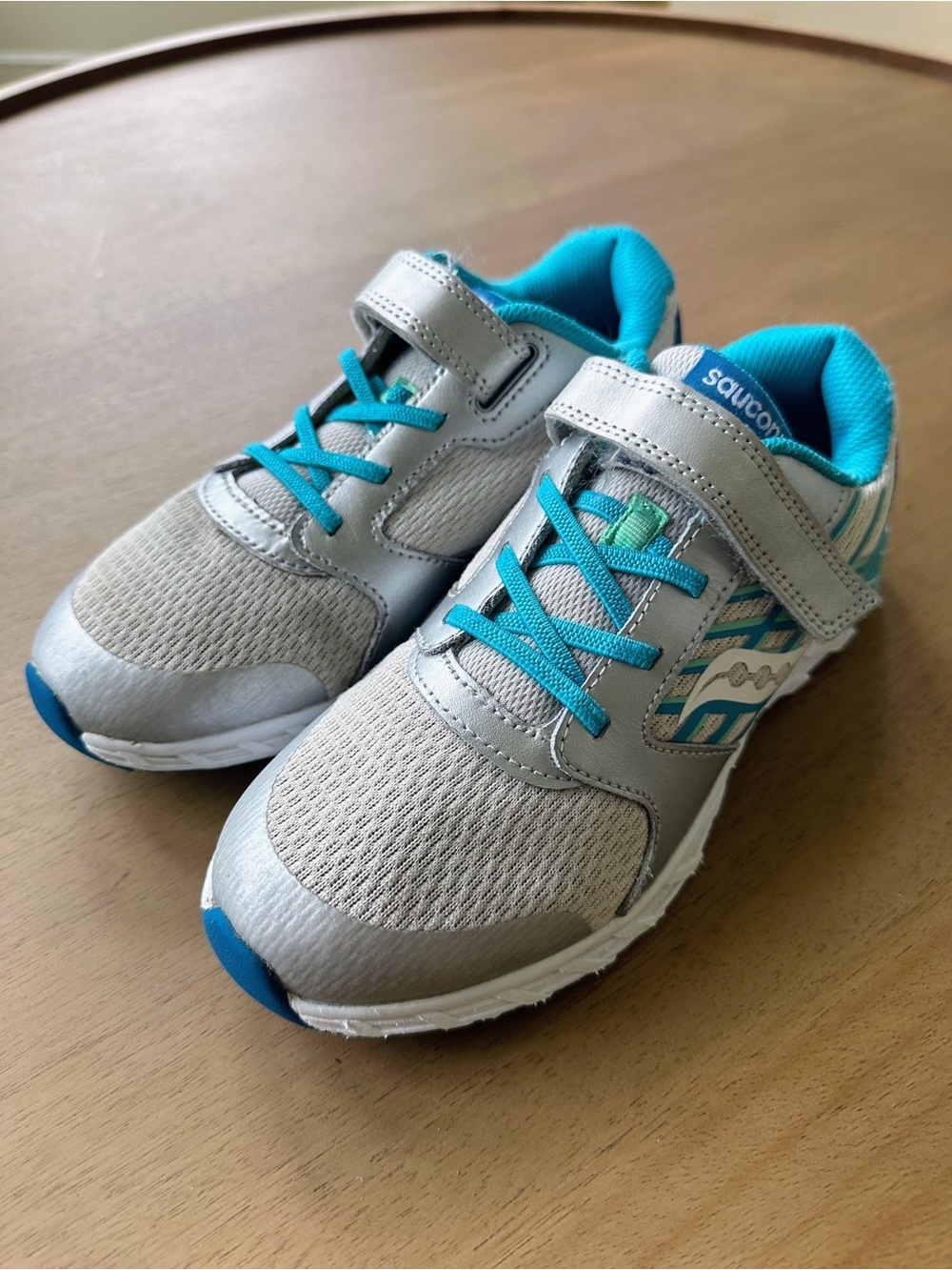 Saucony Kids Running Shoes, Size 5 Big Kid, Gray/Blue
